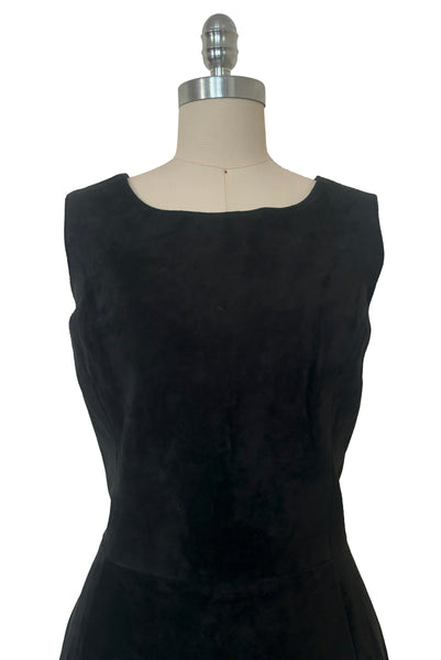 1990s Vintage Black Suede Sheath Dress by Bagatelle, Small to Medium