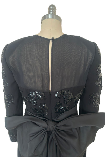 1990s Vintage Christian Dior Black Sequin Evening Dress, Small to Medium