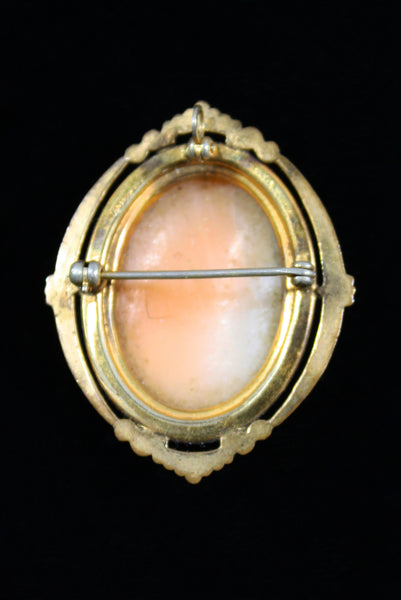 1920s Vintage Gold Fill Shell Carved Cameo Brooch/Pendant