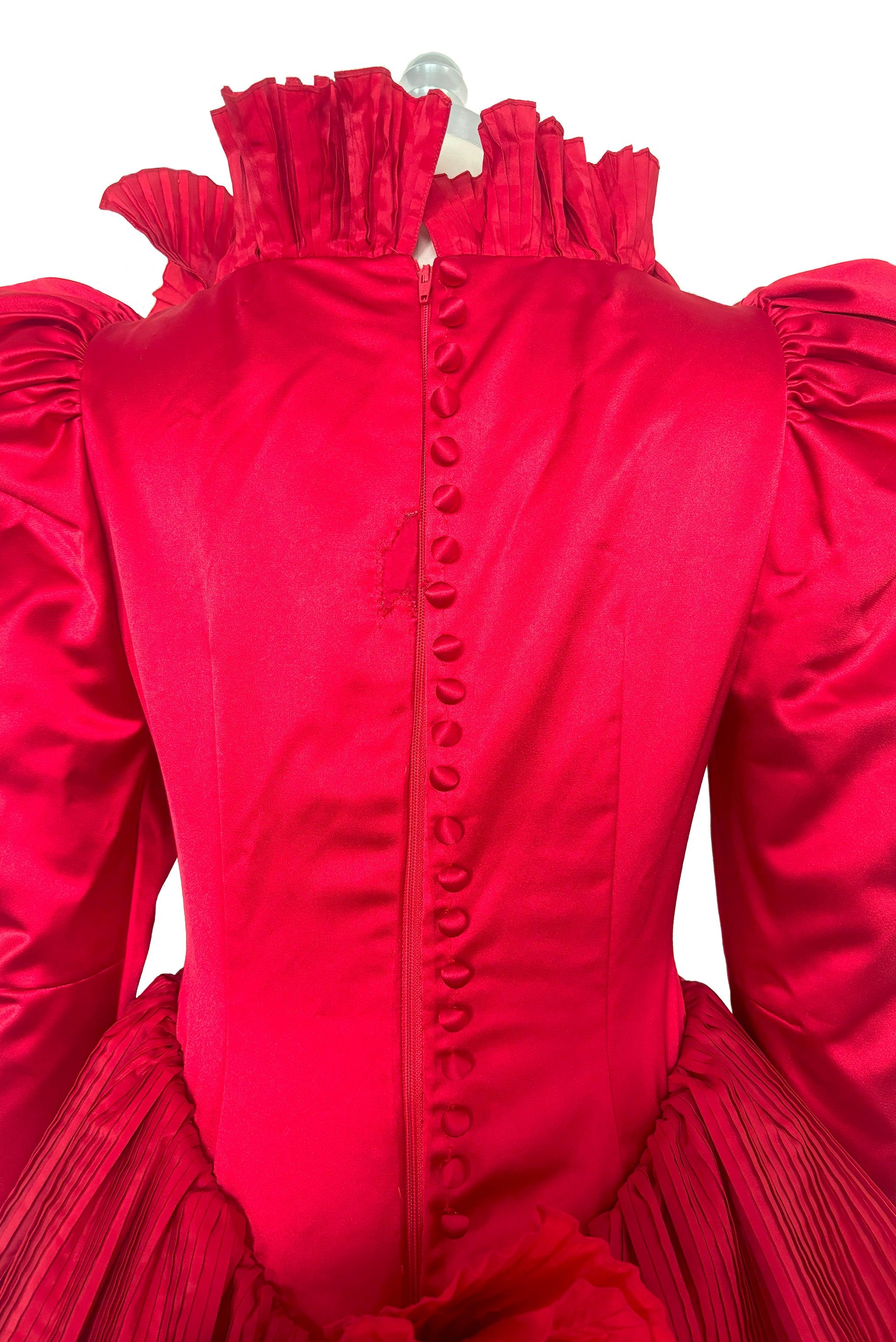1990s Vintage Victorian Gothic Style Red Peau de Soie Gown by Eri Mats –  Leslie Courreges