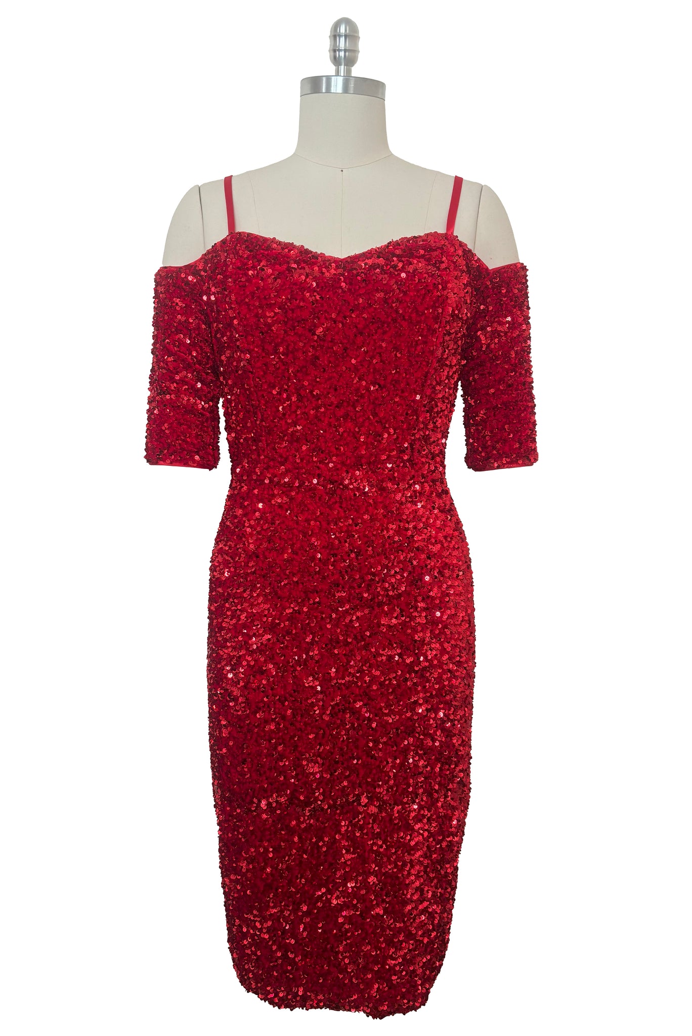 Sabrina Dress in Red Sequin Velvet