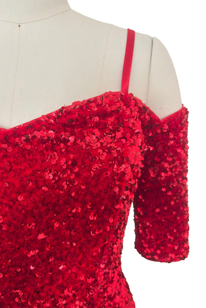 Sabrina Dress in Red Sequin Velvet