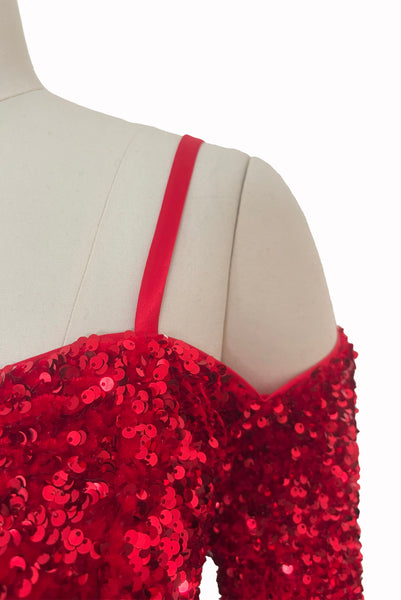 Sabrina Dress in Red Sequin Velvet