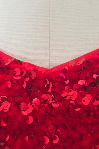 Sabrina Dress in Red Sequin Velvet