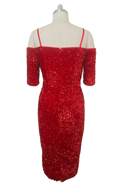 Sabrina Dress in Red Sequin Velvet