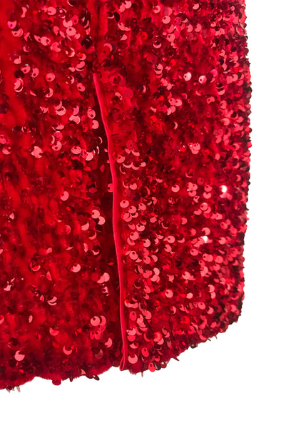 Sabrina Dress in Red Sequin Velvet