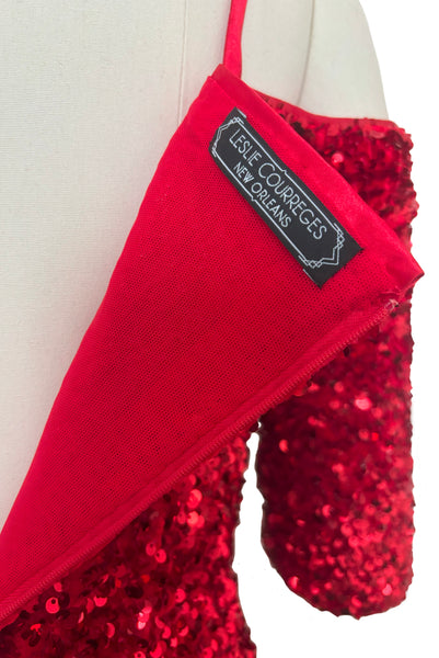 Sabrina Dress in Red Sequin Velvet
