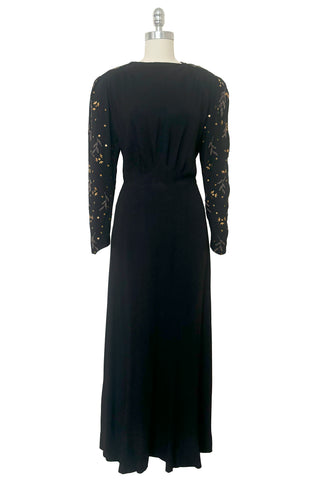 1990s Vintage Christian Dior Black Sequin Evening Dress, Small to Medi   Leslie Courreges