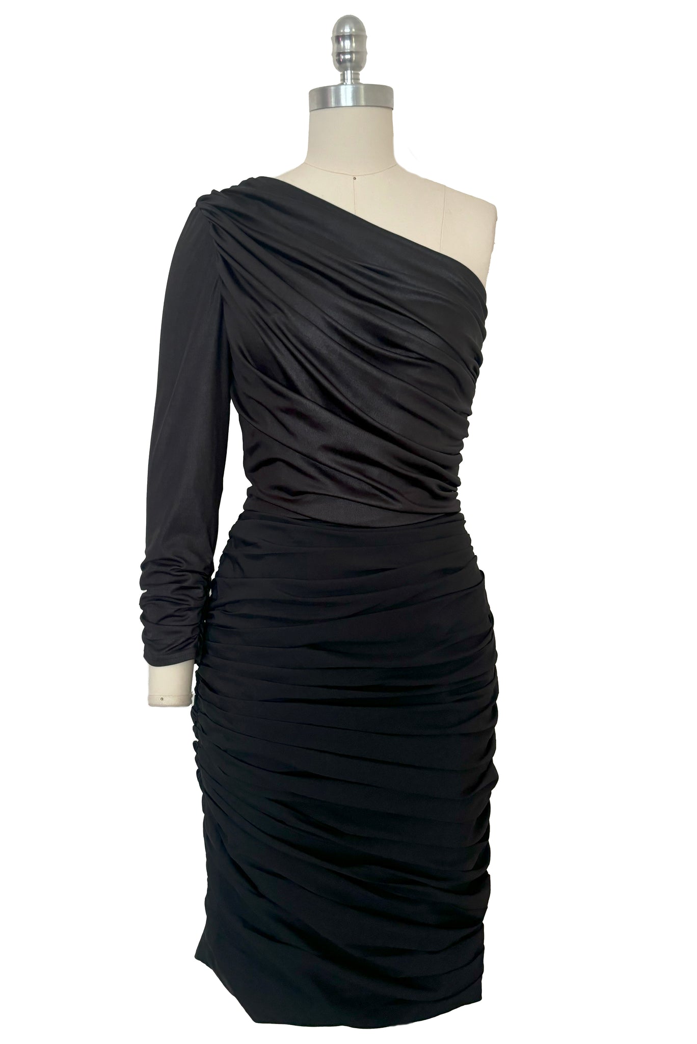 one shoulder wet look dress kh.fashion