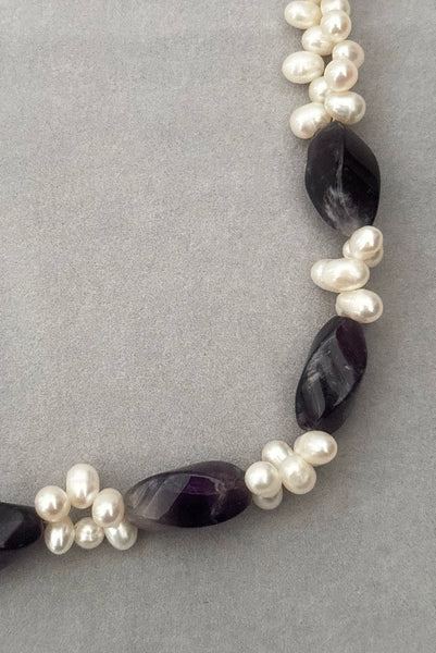 1980s Vintage Amethyst and Freshwater Pearl Necklace