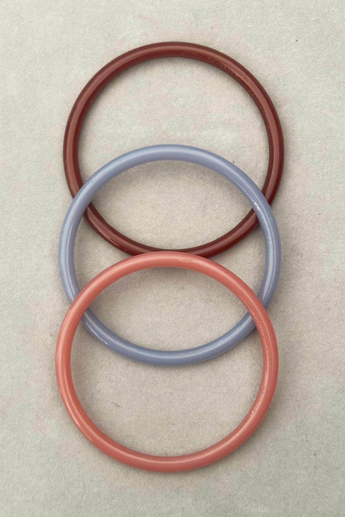 1960s Vintage Mauve, Brown, and Gray Three (3) Bangle Stack Bracelet Set