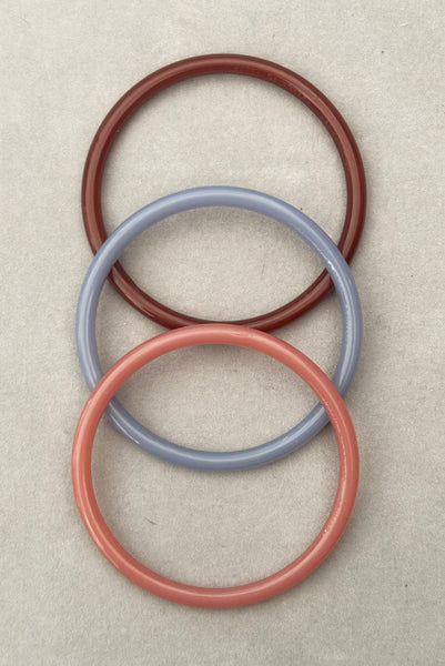 1960s Vintage Mauve, Brown, and Gray Three (3) Bangle Stack Bracelet Set