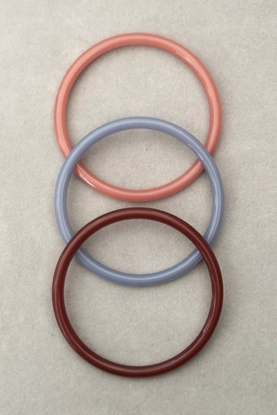 1960s Vintage Mauve, Brown, and Gray Three (3) Bangle Stack Bracelet Set