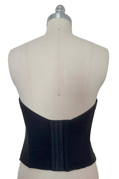 Back view of 2000s y2k vintage deadstock new with tags black seamless underwire strapless longline bra by Felina, size 32C.