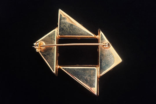 1980s Vintage Triangular Multicolor Rhinestone Brooch