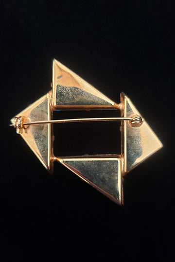 1980s Vintage Triangular Multicolor Rhinestone Brooch