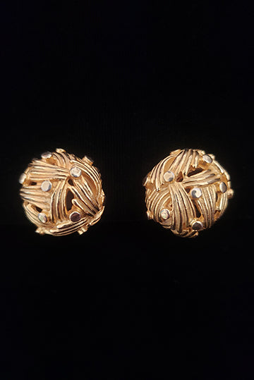 1980s Vintage Gold Tone Ball Clip-on Earrings by Mimi de Napier