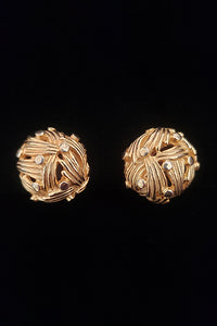 1980s Vintage Gold Tone Ball Clip-on Earrings by Mimi de Napier