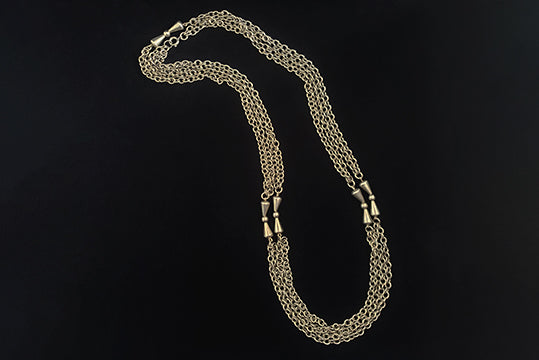 1960s Vintage Extra Long Silver Tone Chain and Bead Necklace