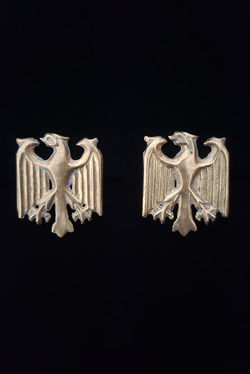 1930s Vintage Brass Heraldic Eagle Clip-On Earrings