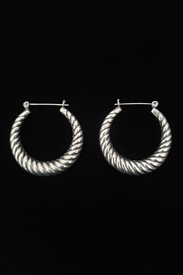 1980s Vintage 925 Sterling Silver Hollow Cast Hoop Earrings