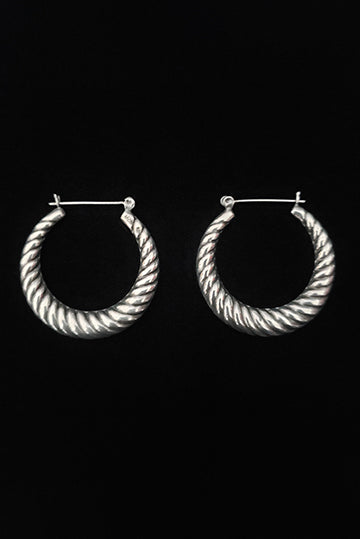 1980s Vintage 925 Sterling Silver Hollow Cast Hoop Earrings