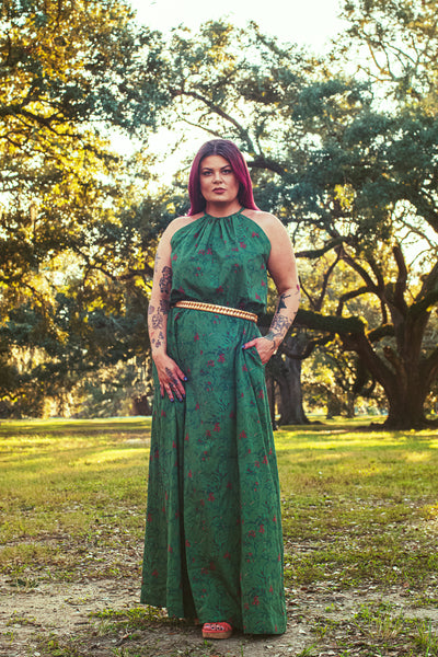 Bianca Dress in Green Snakes