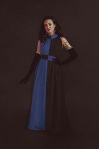 Eartha Caftan in Black and Blue-Violet Colorblock