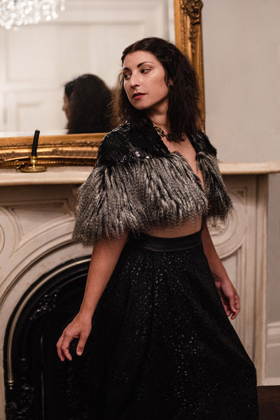 Radcliffe Capelet in Fur and Sequin
