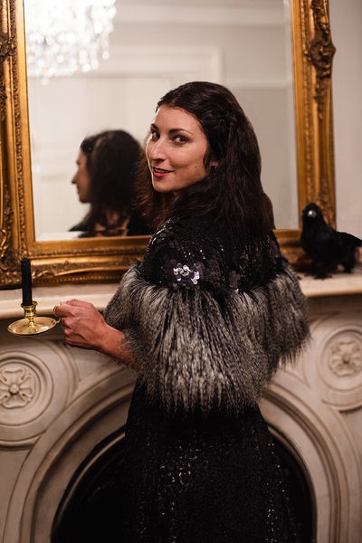 Radcliffe Capelet in Fur and Sequin