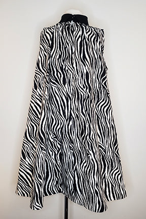 Zebra Print Caftan, Black White Zebra Print Trapeze Dress, Zebra Print Dress with Belt, 1960s Zebra Print Dress