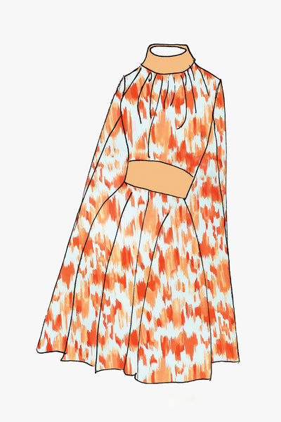 Design Your Own Eartha Caftan Short in Orange Watercolor - SAMPLE