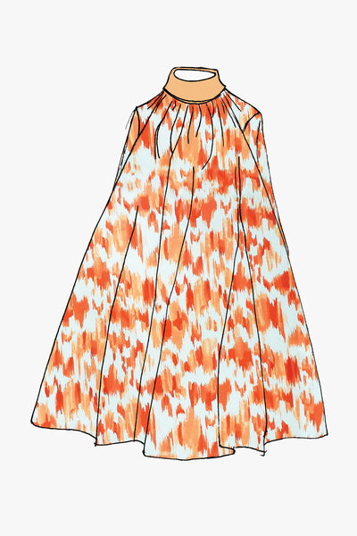 Design Your Own Eartha Caftan Short in Orange Watercolor - SAMPLE