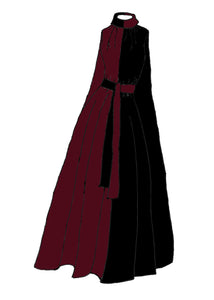 Eartha 2 Caftan in Black and Dark Red Colorblock