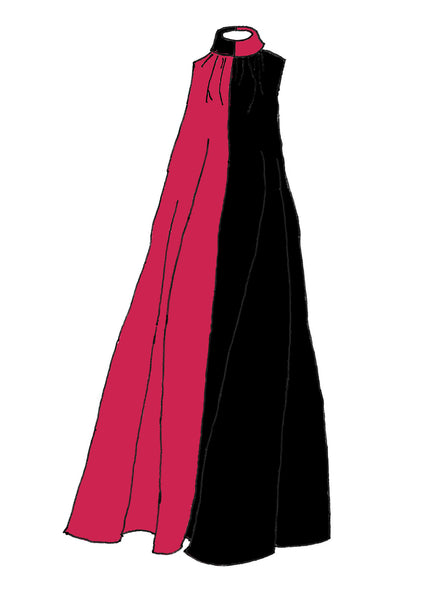 Eartha 2 Caftan in Black and Pink Colorblock