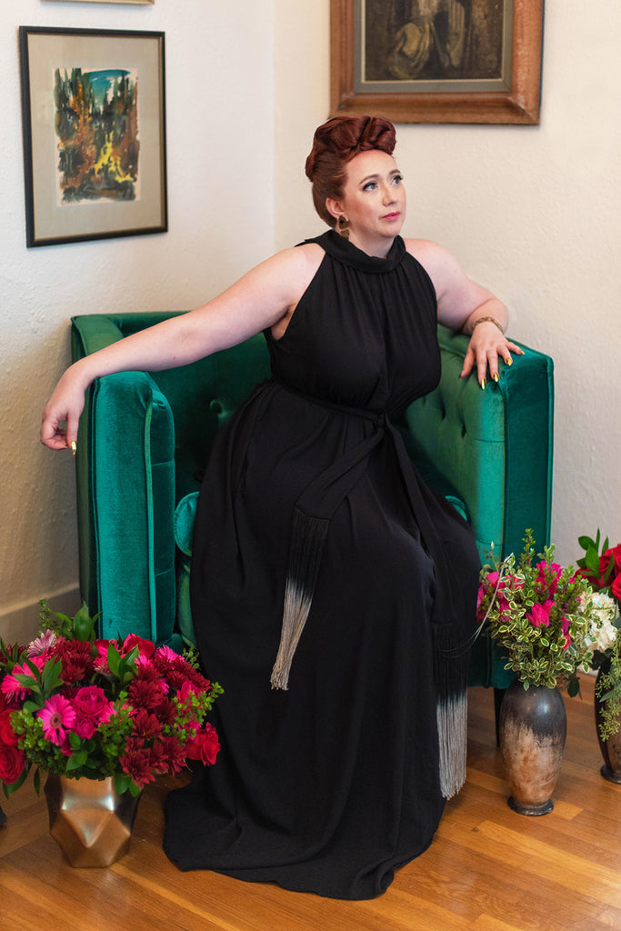 Eartha Caftan Long in Black Stretch Leslie Courreges Eartha Caftan Long in Black Stretch Leslie Courreges